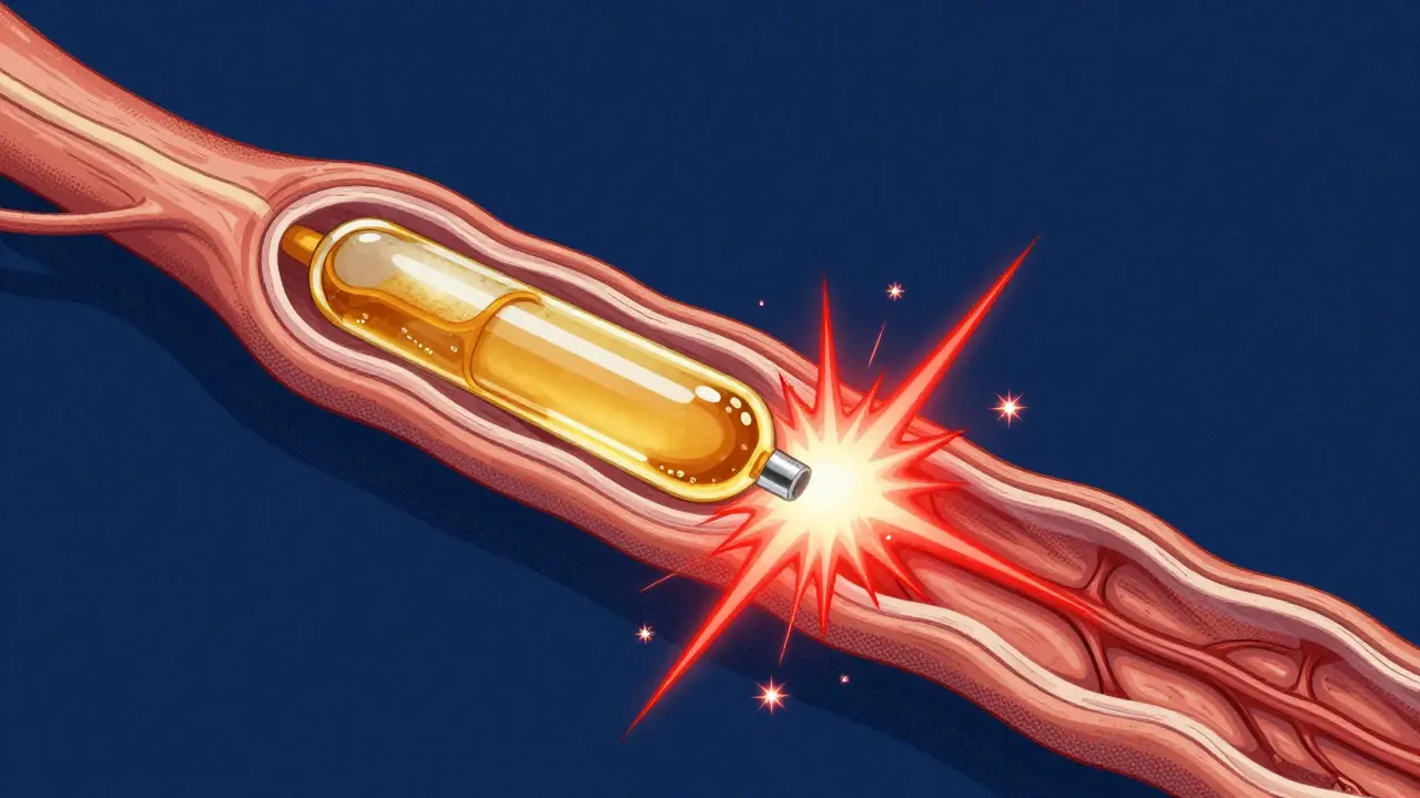A conceptual view of Botox blocking red pain signals at a nerve ending to reduce migraine frequency.