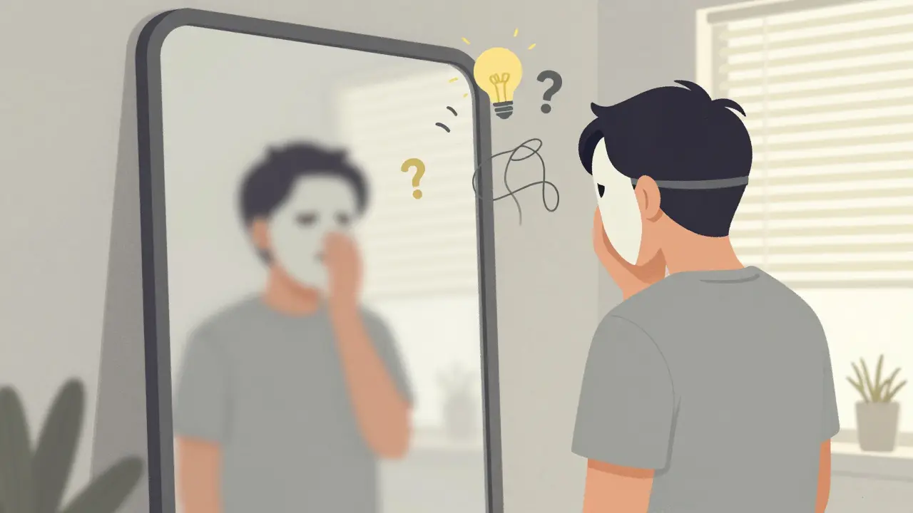 Blurry reflection showing next-day brain fog and mood swings