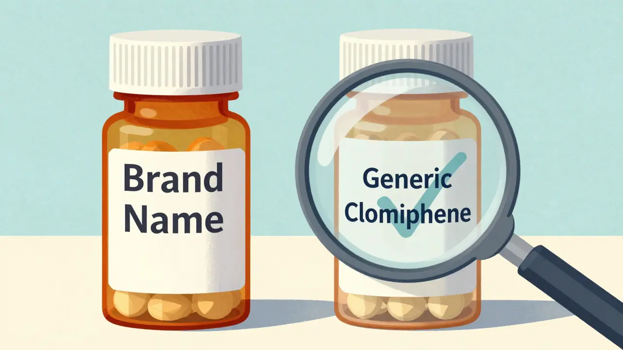 Comparison of brand name vs generic fertility medication bottles