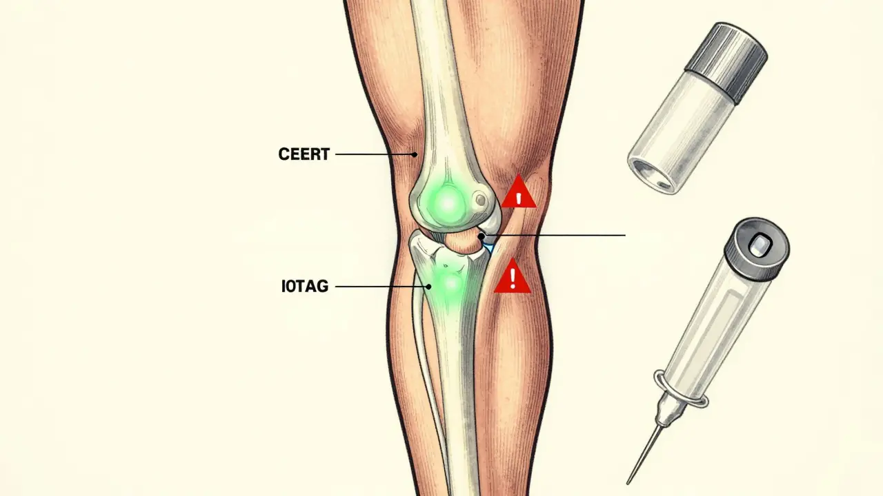 Diagram showing correct outer thigh injection site versus incorrect locations for epinephrine.