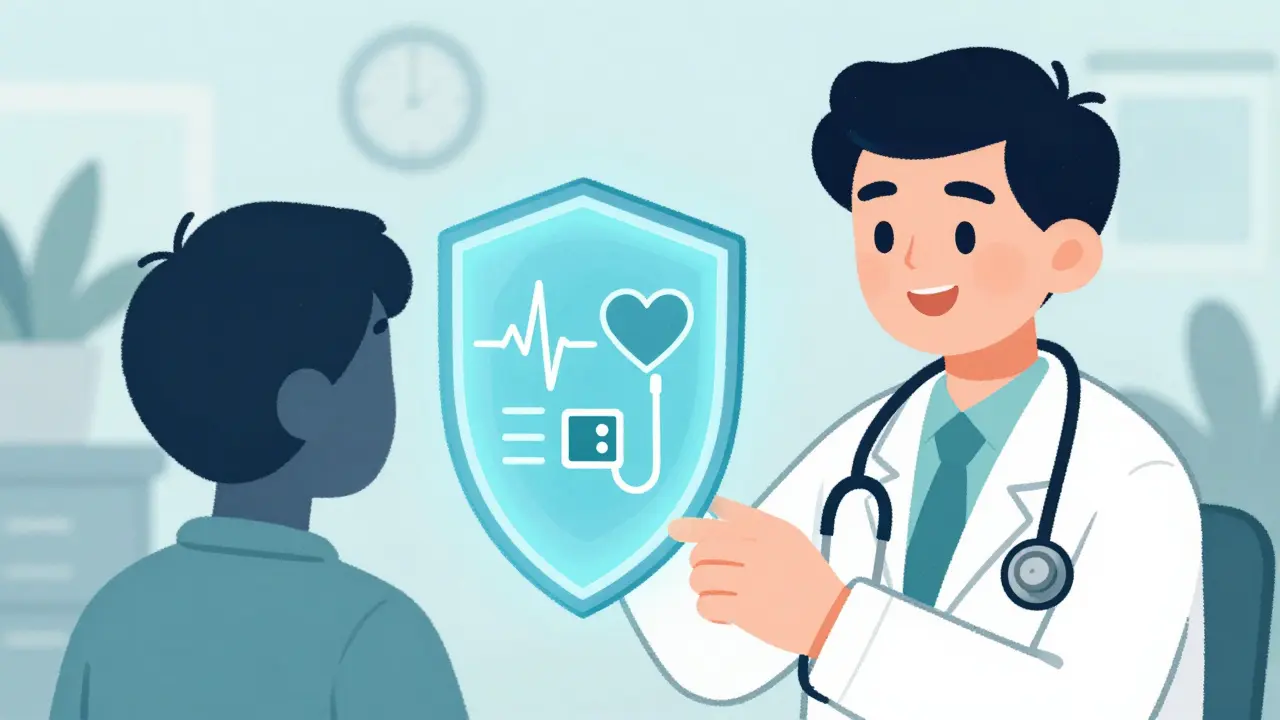 Doctor providing safe telehealth consultation protection