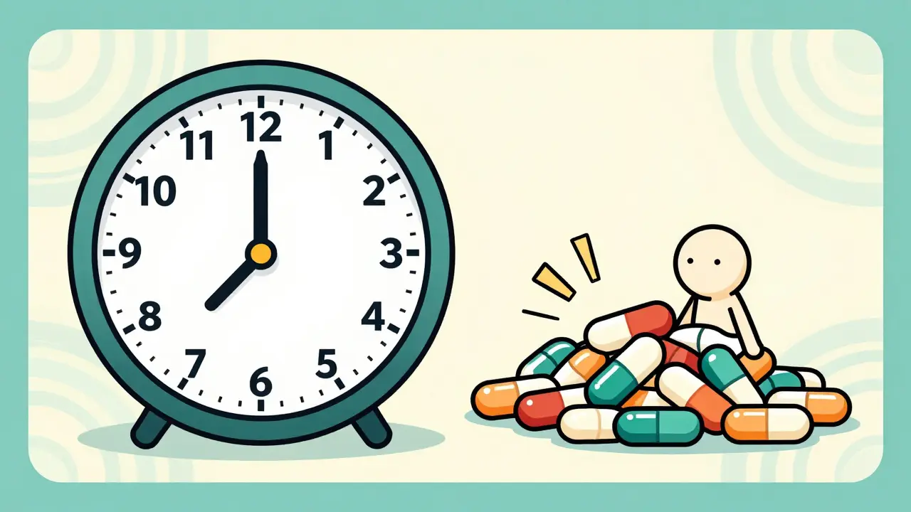 Illustration showing correct vs incorrect medication timing schedules