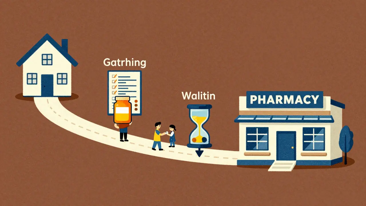 Timeline illustrating the steps for switching pharmacies