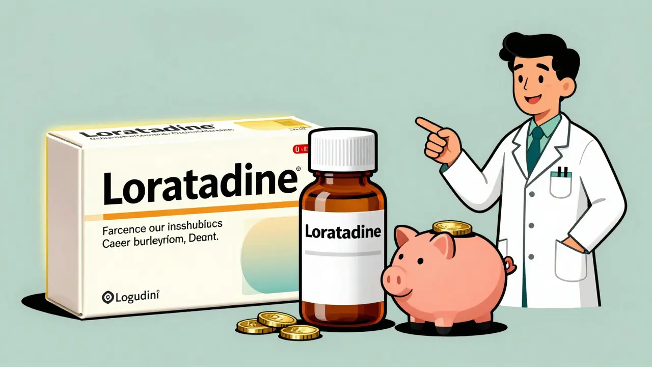 Comparison of expensive brand vs cheap generic medicine, retro art