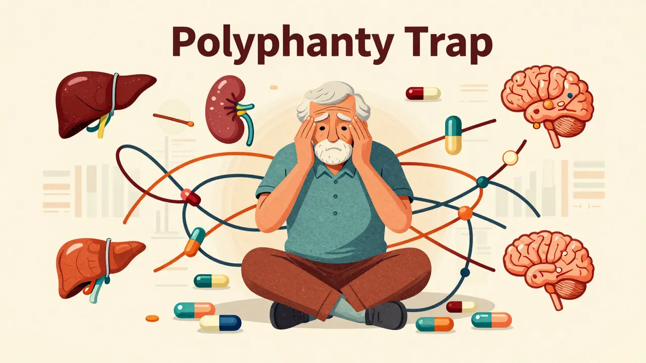 Elderly patient overwhelmed by complex drug interactions