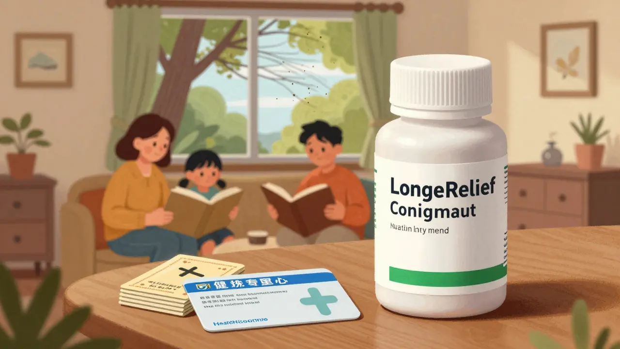 Family relaxing at home with bulk generic allergy meds nearby