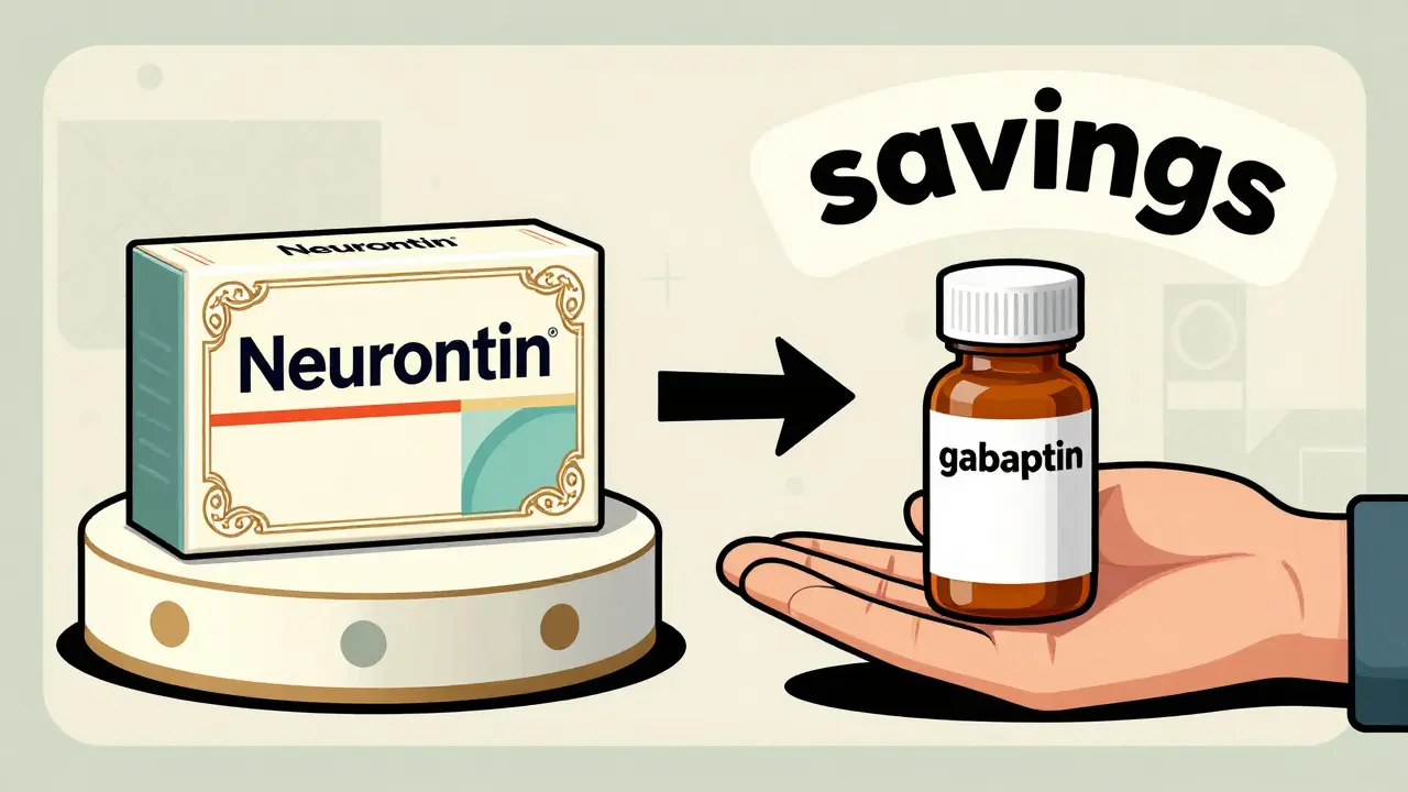 Comparison of expensive brand name vs cheap generic gabapentin