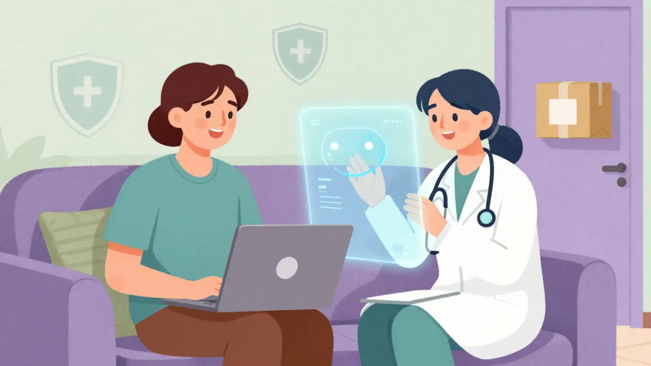 Secure telehealth consultation with doctor hologram